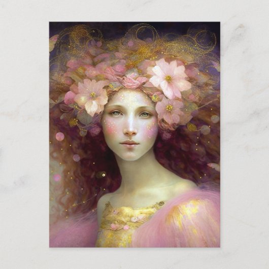 Roze Fantasy Art Briefkaart (Voorkant)