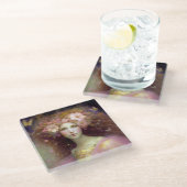 Roze Fantasy Art Glazen Onderzetter (Schuin)