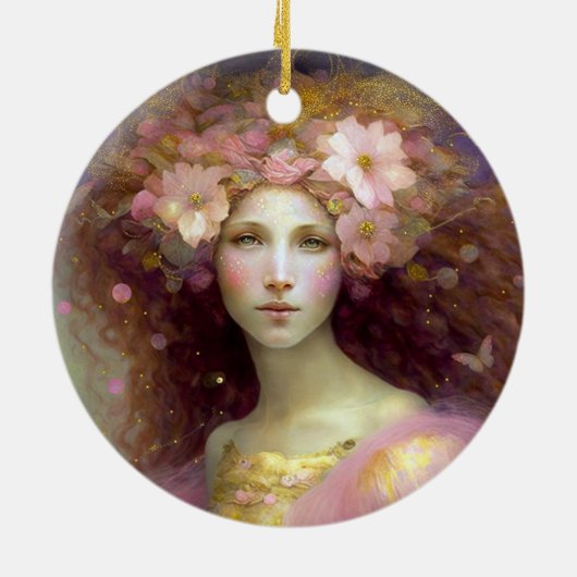 Roze Fantasy Art Keramisch Ornament (Achterkant)