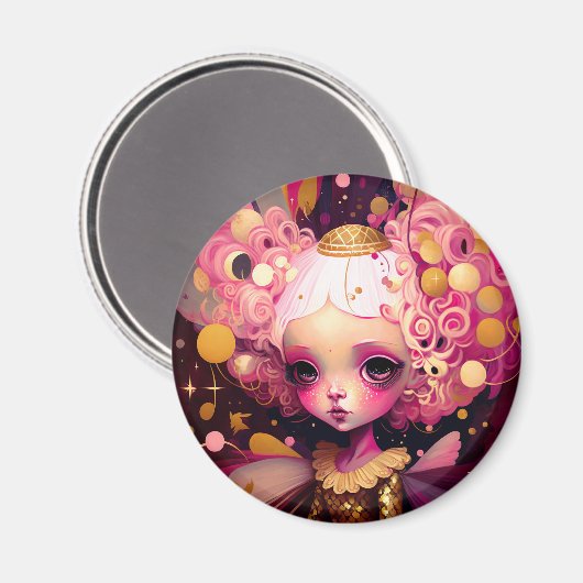 Roze Fantasy Art Magneet (Voorkant / Achterkant)