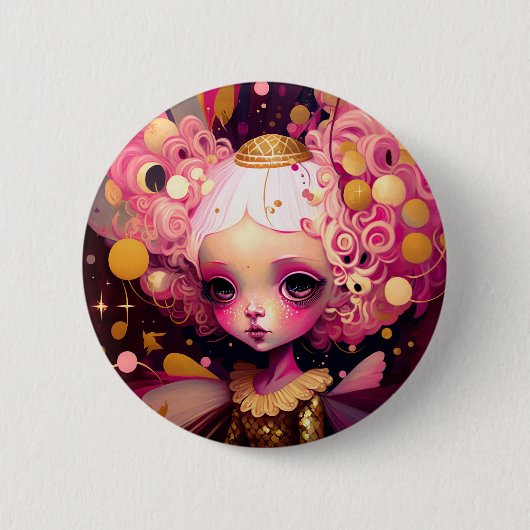 Roze Fantasy Art Ronde Button 5,7 Cm (Voorkant)