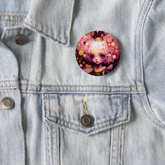 Roze Fantasy Art Ronde Button 5,7 Cm (In situ)