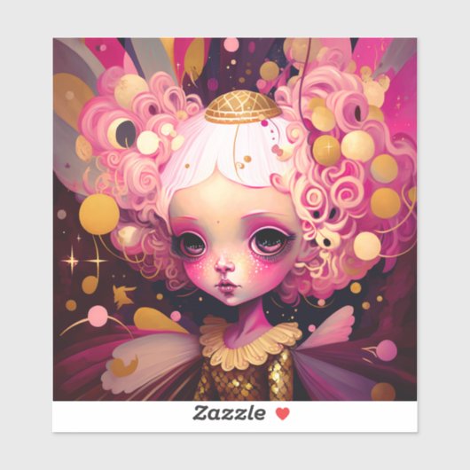 Roze Fantasy Art Sticker (Vel)