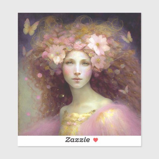 Roze Fantasy Art Sticker (Vel)