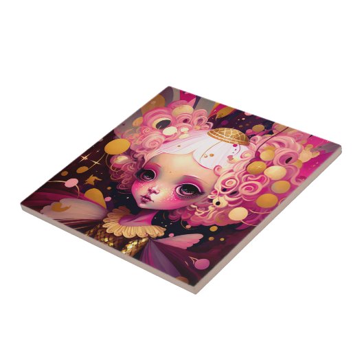 Roze Fantasy Art Tegeltje (Zijkant)