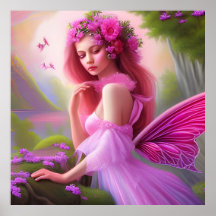 Roze fantasy Flower Fairy Princess Art Big