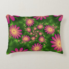Roze fantasy Flowers Modern Abstract fractal Art Accent Kussen