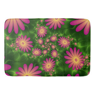 Roze fantasy Flowers Modern Abstract fractal Art Badmat