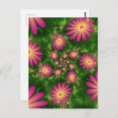 Roze fantasy Flowers Modern Abstract fractal Art Briefkaart (Voorkant / Achterkant)