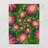 Roze fantasy Flowers Modern Abstract fractal Art Briefkaart (Voorkant)