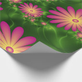 Roze fantasy Flowers Modern Abstract fractal Art Cadeaupapier (Hoek)