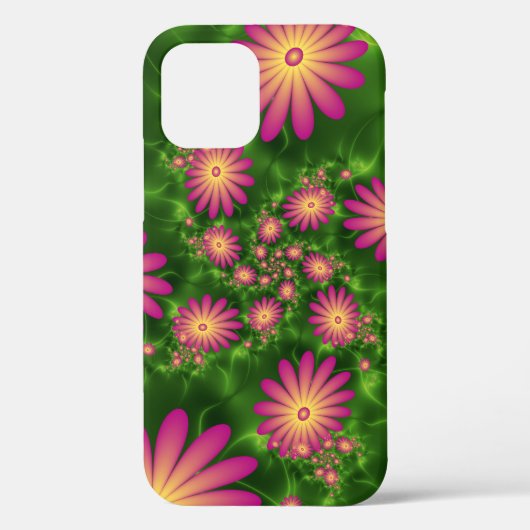 Roze fantasy Flowers Modern Abstract fractal Art Case-Mate iPhone Case (Achterkant)