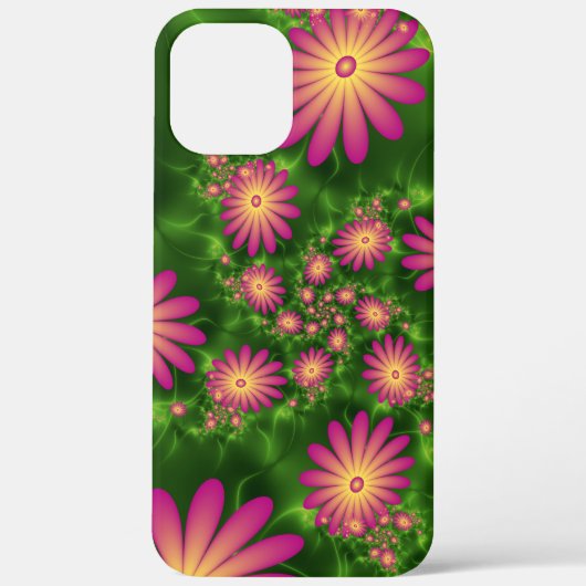 Roze fantasy Flowers Modern Abstract fractal Art Case-Mate iPhone Case (Achterkant)