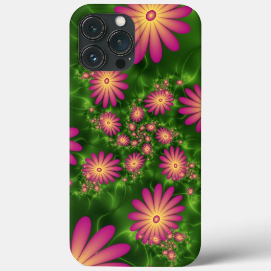 Roze fantasy Flowers Modern Abstract fractal Art Case-Mate iPhone Case (Achterkant)