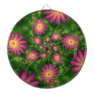 Roze fantasy Flowers Modern Abstract fractal Art Dartbord