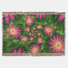 Roze fantasy Flowers Modern Abstract fractal Art Deken