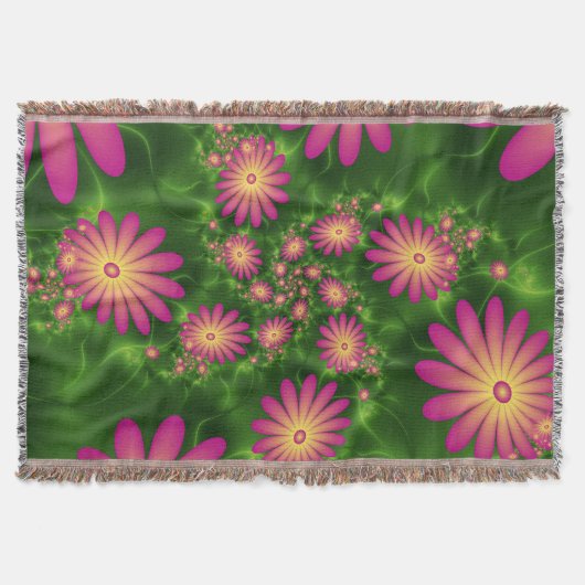 Roze fantasy Flowers Modern Abstract fractal Art Deken (Voorkant)