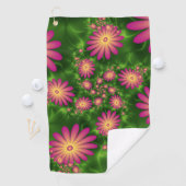 Roze fantasy Flowers Modern Abstract fractal Art Golfhanddoek (Insitu)