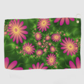 Roze fantasy Flowers Modern Abstract fractal Art Golfhanddoek (Horizontaal)