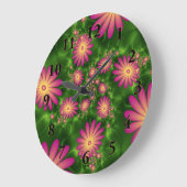Roze fantasy Flowers Modern Abstract fractal Art Grote Klok (Hoek)