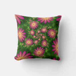 Roze fantasy Flowers Modern Abstract fractal Art Kussen