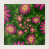 Roze fantasy Flowers Modern Abstract fractal Art Legpuzzel (Horizontaal)