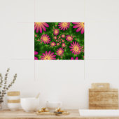 Roze fantasy Flowers Modern Abstract fractal Art Poster (Keuken)