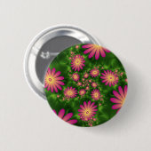 Roze fantasy Flowers Modern Abstract fractal Art Ronde Button 5,7 Cm (Voorkant /achterkant)