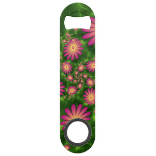 Roze fantasy Flowers Modern Abstract fractal Art Speed Flessenopener