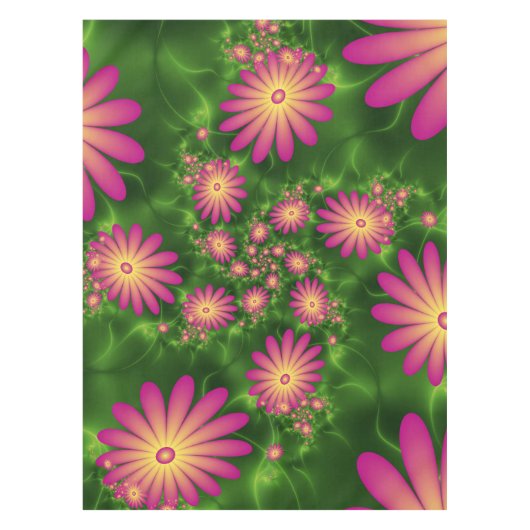 Roze fantasy Flowers Modern Abstract fractal Art Tafelkleed (Voorkant)