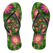 Roze fantasy Flowers Modern Abstract fractal Art Teenslippers (Voetbed)