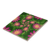 Roze fantasy Flowers Modern Abstract fractal Art Tegeltje (Zijkant)