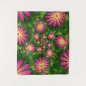 Roze fantasy Flowers Modern Abstract fractal Art Wandkleed (Voorkant)