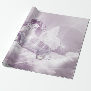 Roze fantasy Flying Horse Car Butterfly Fairy Wing Cadeaupapier
