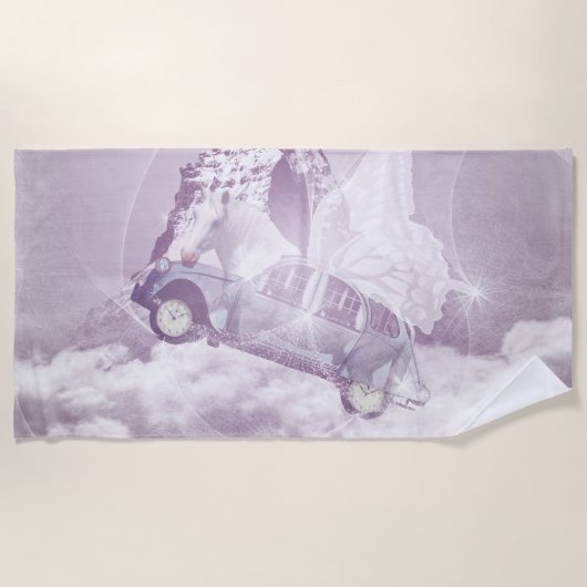 Roze fantasy Flying Horse Car Butterfly Fairy Wing Strandlaken (Voorkant)