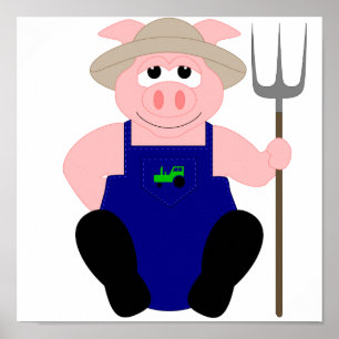 Roze Farmer Pig Poster