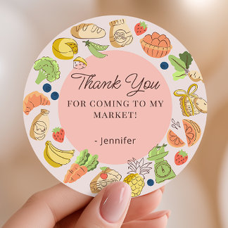 Roze Farmers Market Party Favor Bedankt Ronde Sticker