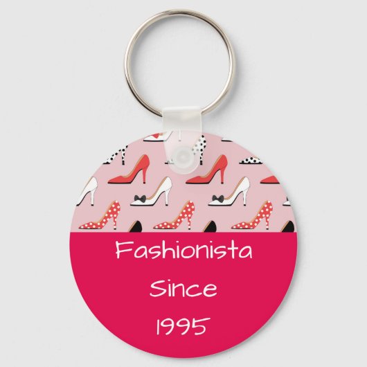 Roze Fashionista High Heels Roze Ontwerp Sleutelhanger (Voorkant)