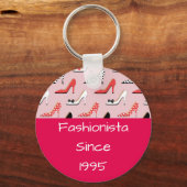 Roze Fashionista High Heels Roze Ontwerp Sleutelhanger (Voorkant)