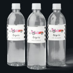 Roze  Fast Car Kids Verjaardagsfeestje Waterfles Etiket<br><div class="desc">Fun en modern raceautothema waterflesetiket met waterverf illustratie van een roze oude auto met rode vlam aan de zijkant. Ideaal voor het verjaardagsfeest van een meisje.</div>