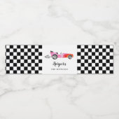 Roze  Fast Car Kids Verjaardagsfeestje Waterfles Etiket (Enkel label)