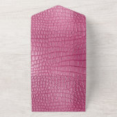 Roze Faux Alligator Animal Print All In One Uitnodiging (Buitenkant)