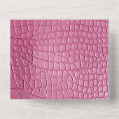 Roze Faux Alligator Animal Print All In One Uitnodiging (Achterkant)