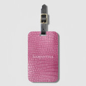 Roze Faux Alligator Animal Print Bagagelabel (Voorkant (verticaal))