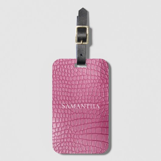 Roze Faux Alligator Animal Print Bagagelabel (Voorkant (verticaal))