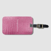 Roze Faux Alligator Animal Print Bagagelabel (Voorkant (horizontaal))