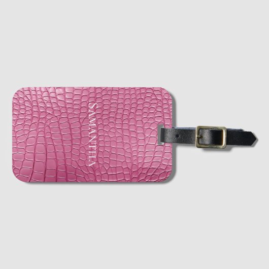 Roze Faux Alligator Animal Print Bagagelabel (Voorkant (horizontaal))