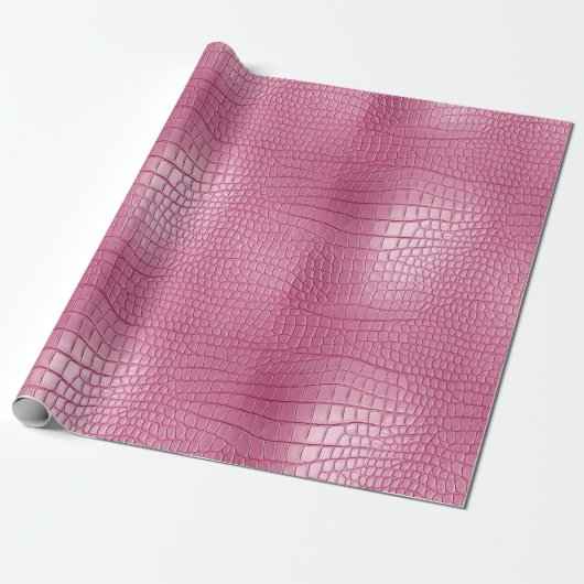 Roze Faux Alligator Animal Print Cadeaupapier (Uitgerold)