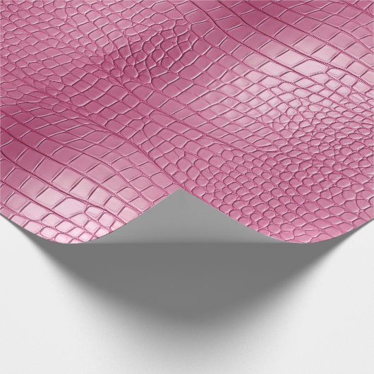 Roze Faux Alligator Animal Print Cadeaupapier (Hoek)
