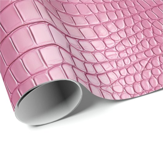 Roze Faux Alligator Animal Print Cadeaupapier (Rol Hoek)